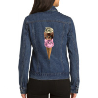 Meowscream Ice Cream Cone Kitten Pun Graphic Ladies Denim Jacket | Artistshot