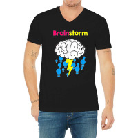 Funny Brainstorm Good Idea Lightbulb Thunder V-neck Tee | Artistshot