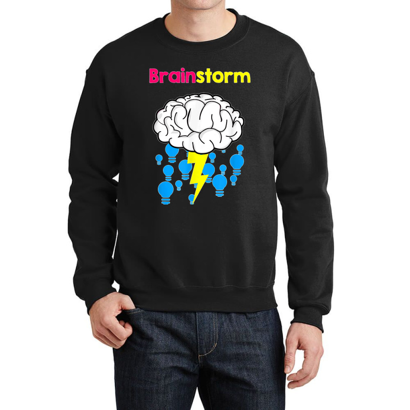 Funny Brainstorm Good Idea Lightbulb Thunder Crewneck Sweatshirt | Artistshot