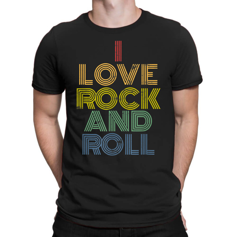 I Love Rock And Roll Distressed Rainbow 70s T-Shirt by AnitaKovich | Artistshot