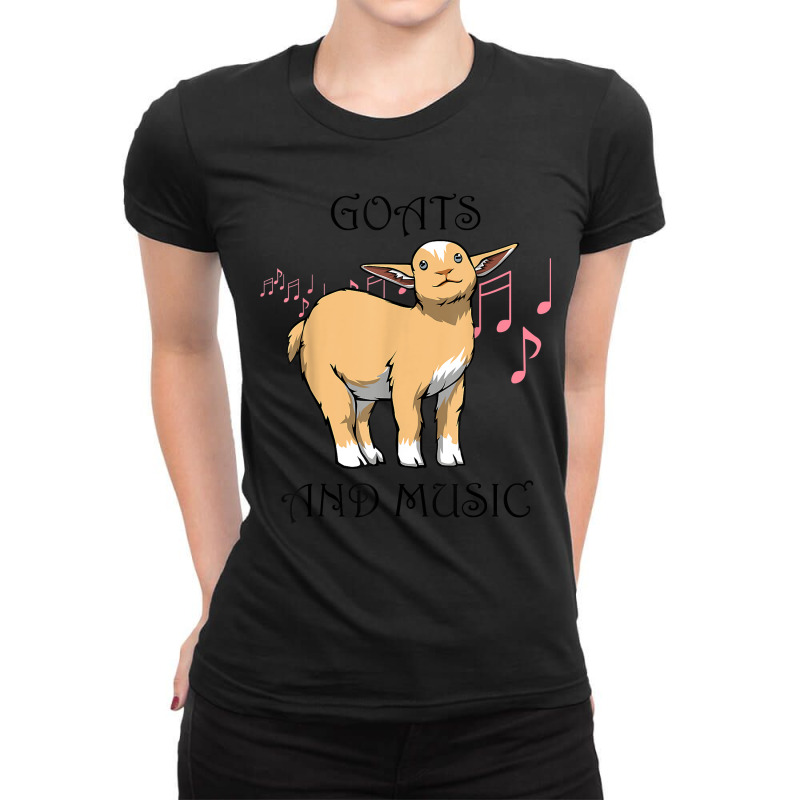 Funny Musician Goat Farm Animal Music Ladies Fitted T-Shirt by NormMoskop | Artistshot