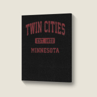 Twin Cities Minnesota Mn Vintage Athletic Sports Design Portrait Canvas Print | Artistshot