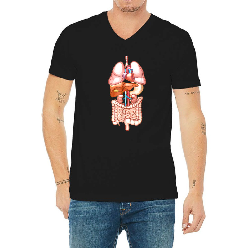 Halloween Internal Organ Diagram Anatomy V-neck Tee | Artistshot