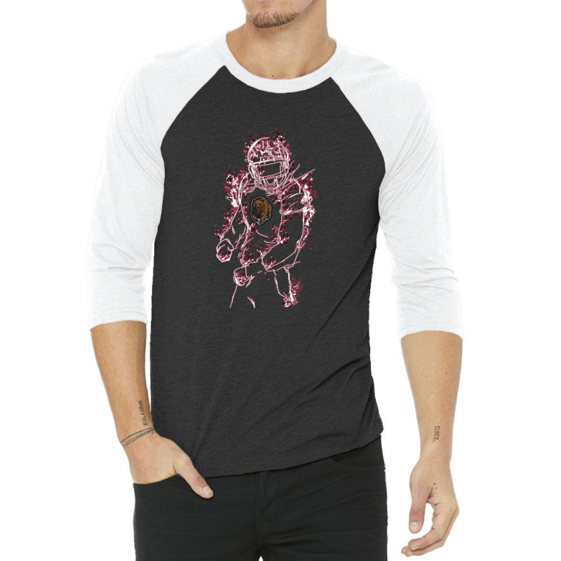 Montana Grizzlies Football Player On Fire - Apparel 3/4 Sleeve Shirt | Artistshot