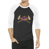 Lsu Tigers Firefighter Axe Flag - Apparel 3/4 Sleeve Shirt | Artistshot