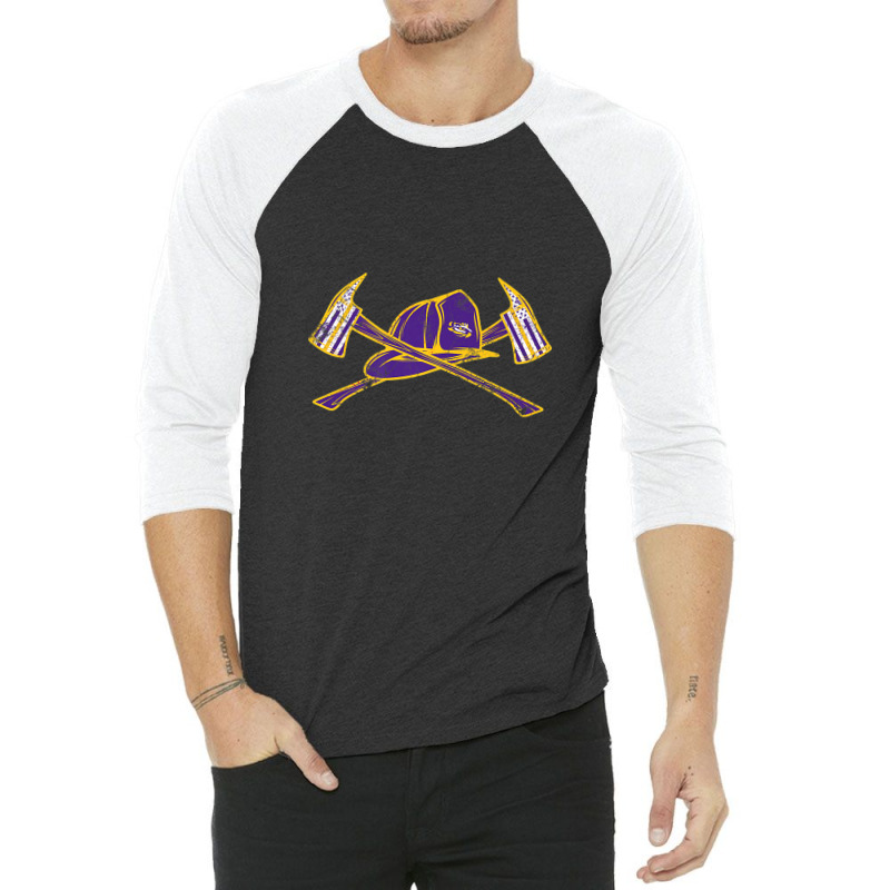 Lsu Tigers Firefighter Axe Flag - Apparel 3/4 Sleeve Shirt | Artistshot