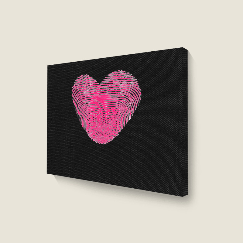 Fingerprint Pink Heart Valentines Day Landscape Canvas Print by cm-arts | Artistshot