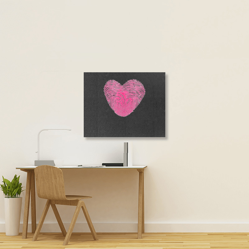 Fingerprint Pink Heart Valentines Day Landscape Canvas Print by cm-arts | Artistshot