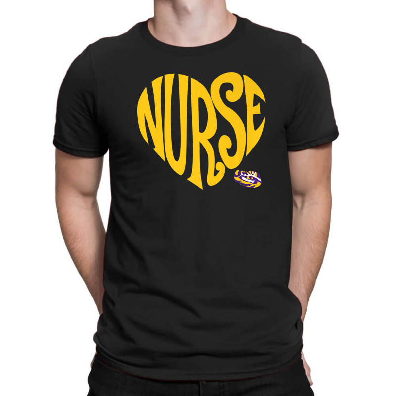 Lsu Tigers Heart Nurse Text - Apparel T-shirt | Artistshot