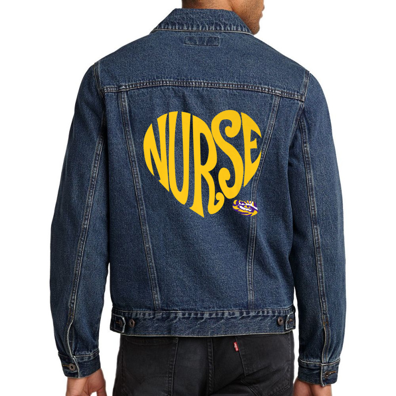 Lsu Tigers Heart Nurse Text - Apparel Men Denim Jacket | Artistshot