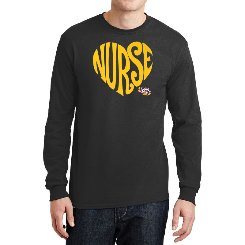 Lsu Tigers Heart Nurse Text - Apparel Long Sleeve Shirts | Artistshot