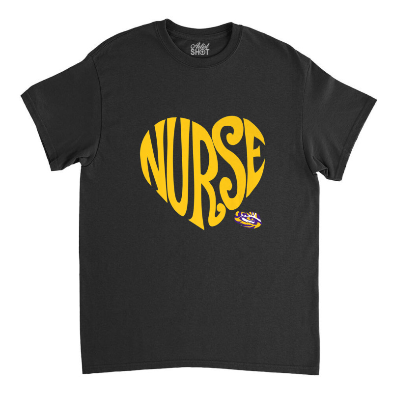 Lsu Tigers Heart Nurse Text - Apparel Classic T-shirt | Artistshot