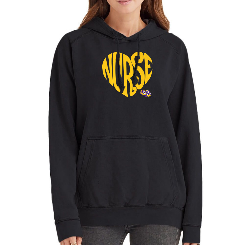 Lsu Tigers Heart Nurse Text - Apparel Vintage Hoodie | Artistshot