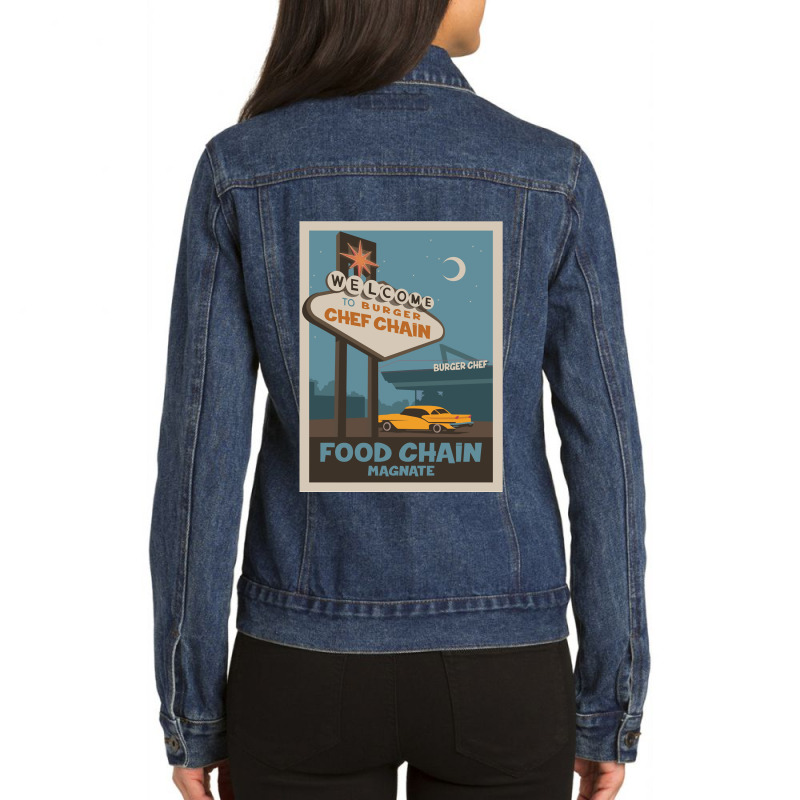 Food Chain Magnate Board Game Minimalist Travel Poster Style Gaming Ar Ladies Denim Jacket by cm-arts | Artistshot