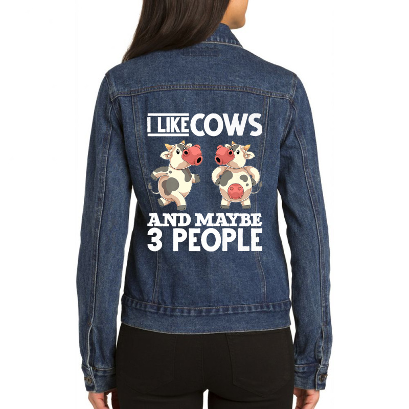 Cow Lover Farmer Farming Funny Farm Animal Lover Cow Premium Ladies Denim Jacket by cm-arts | Artistshot