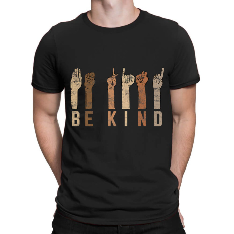 Be Kind Sign Language Fingers Melanin Distressed Style Music Vintage T-Shirt by TyrellDesign | Artistshot