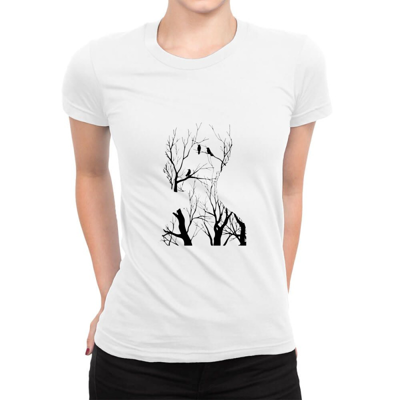 Birds In The Forest Ladies Fitted T-Shirt by cm-arts | Artistshot