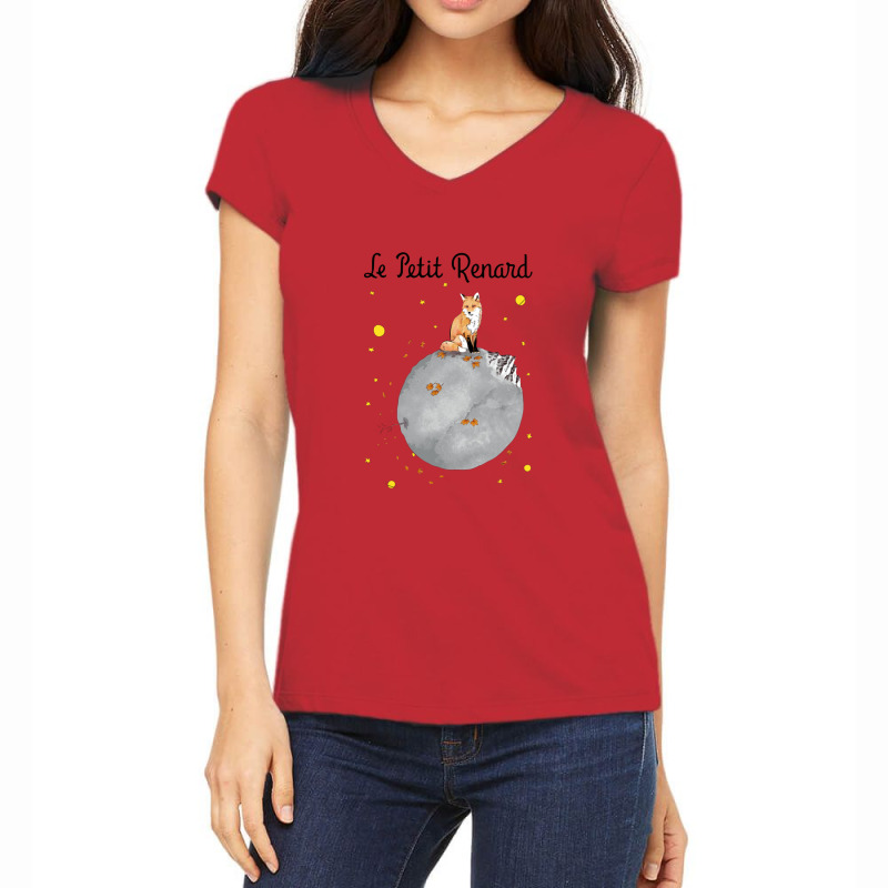 Le Petit Renard   Fox Women's V-Neck T-Shirt by cm-arts | Artistshot