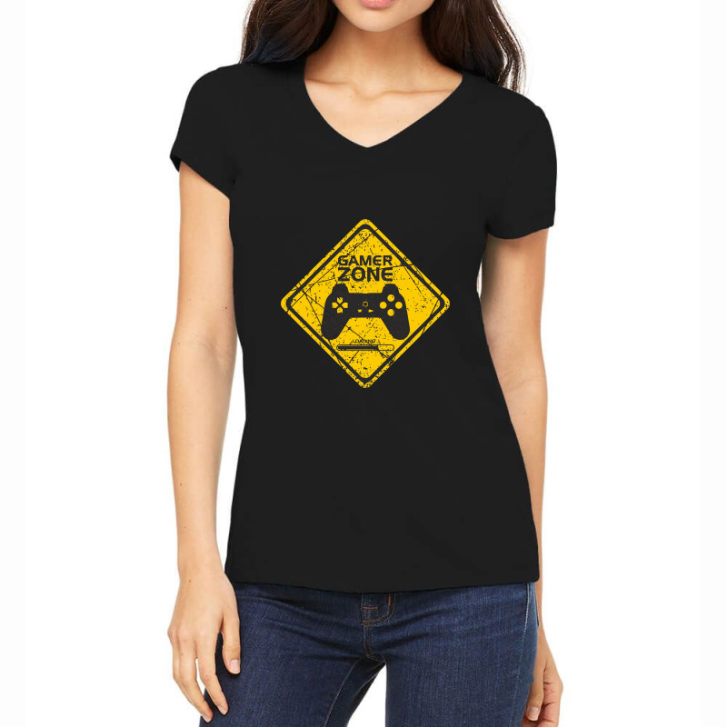 Gamer Zone Sign Women's V-Neck T-Shirt by cm-arts | Artistshot