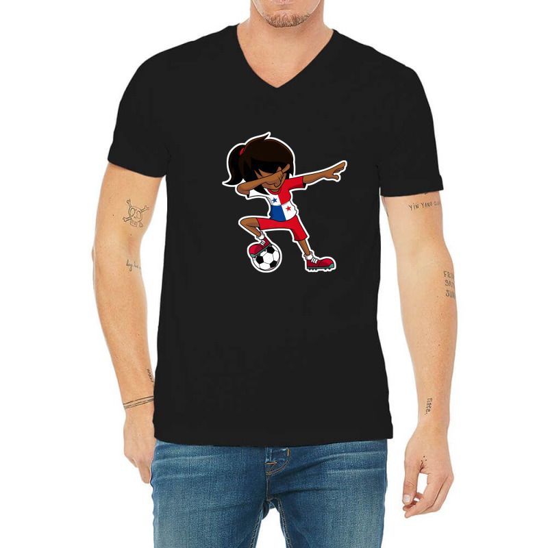 Dabbing Soccer Girl Panama, Panamanian Flag Jersey V-Neck Tee by AliaOwens | Artistshot