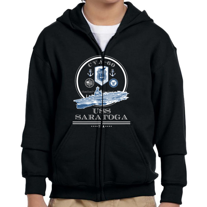 Uss Saratoga Cva 60 Naval Ship Military Aircraft Carrier Long Sleeve T Youth Zipper Hoodie by Anitabostic | Artistshot