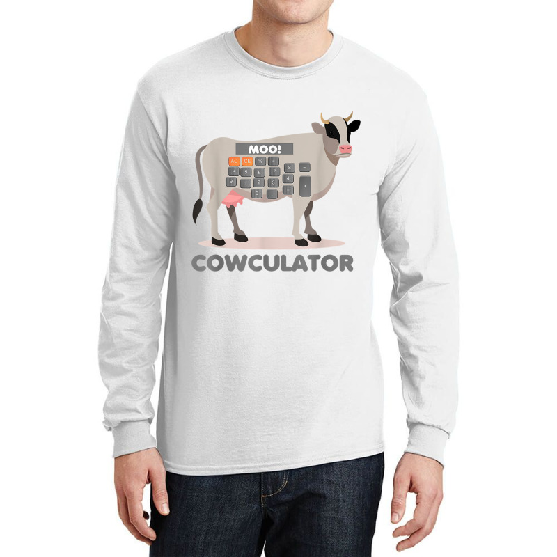 Algebra Math Calculator Funny Problem Solver Cow Moo Video Games Chara Long Sleeve Shirts | Artistshot