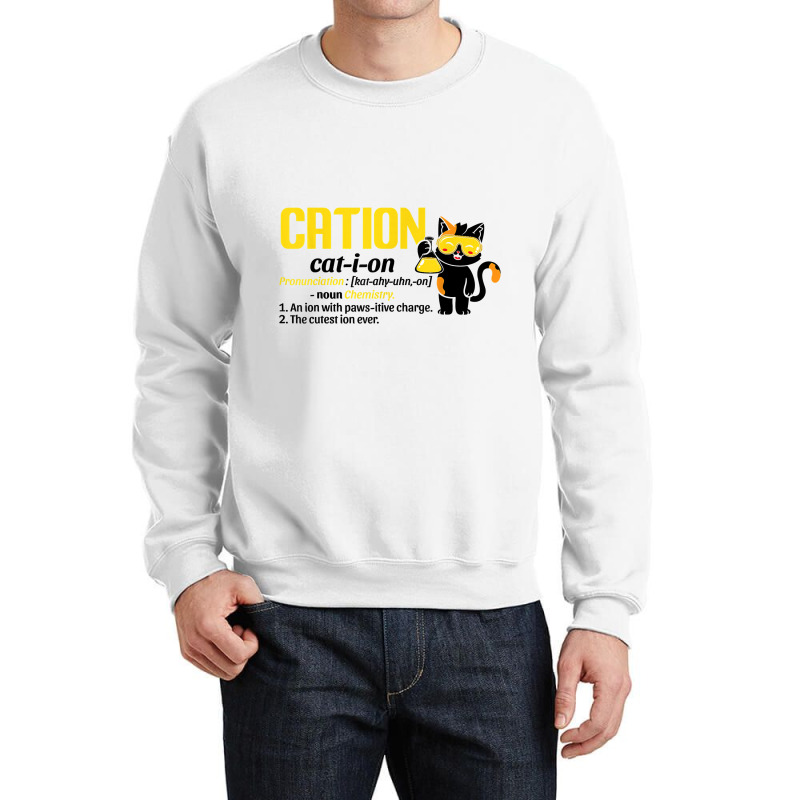 Funny Nerdy Cation Chemistry Black Kitty Cat Science Teacher Funny Gif Crewneck Sweatshirt | Artistshot