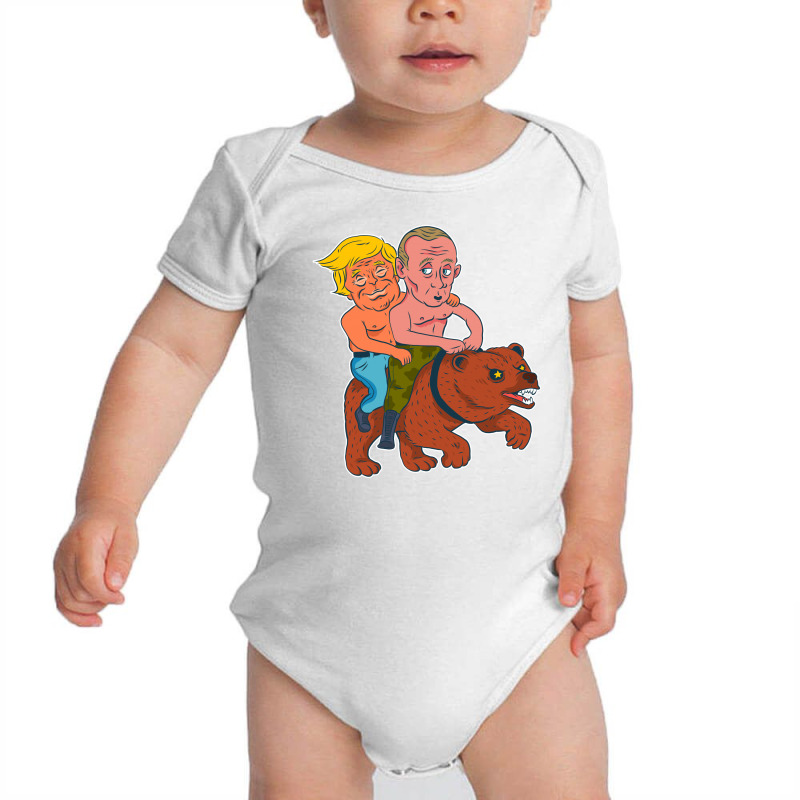 Trump And Putin Riding Bear Baby Bodysuit | Artistshot