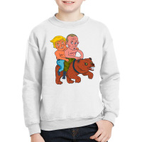 Trump And Putin Riding Bear Youth Sweatshirt | Artistshot