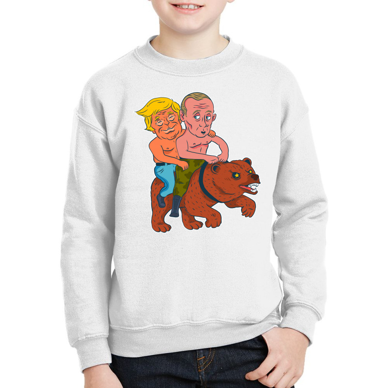 Trump And Putin Riding Bear Youth Sweatshirt | Artistshot