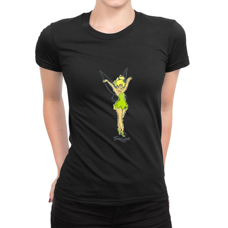 Peter Pan Tinker Bell Watercolor Sketch Ladies Fitted T-Shirt by Anitabostic | Artistshot