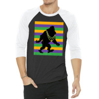 Mardi Gras Bigfoot Sasquatch 3/4 Sleeve Shirt | Artistshot