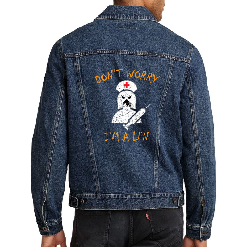 Distressed Halloween Lpn Nurse With A Spooky Nurse Men Denim Jacket | Artistshot