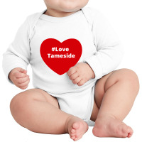 Love Tameside, Hashtag Heart, Love Tameside Long Sleeve Baby Bodysuit | Artistshot