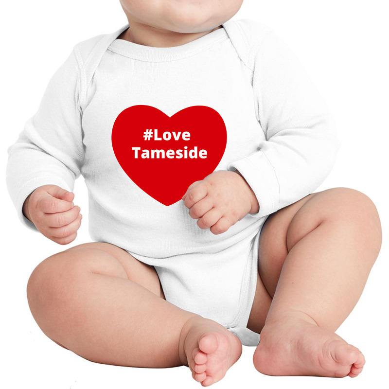 Love Tameside, Hashtag Heart, Love Tameside Long Sleeve Baby Bodysuit by chillinxs | Artistshot