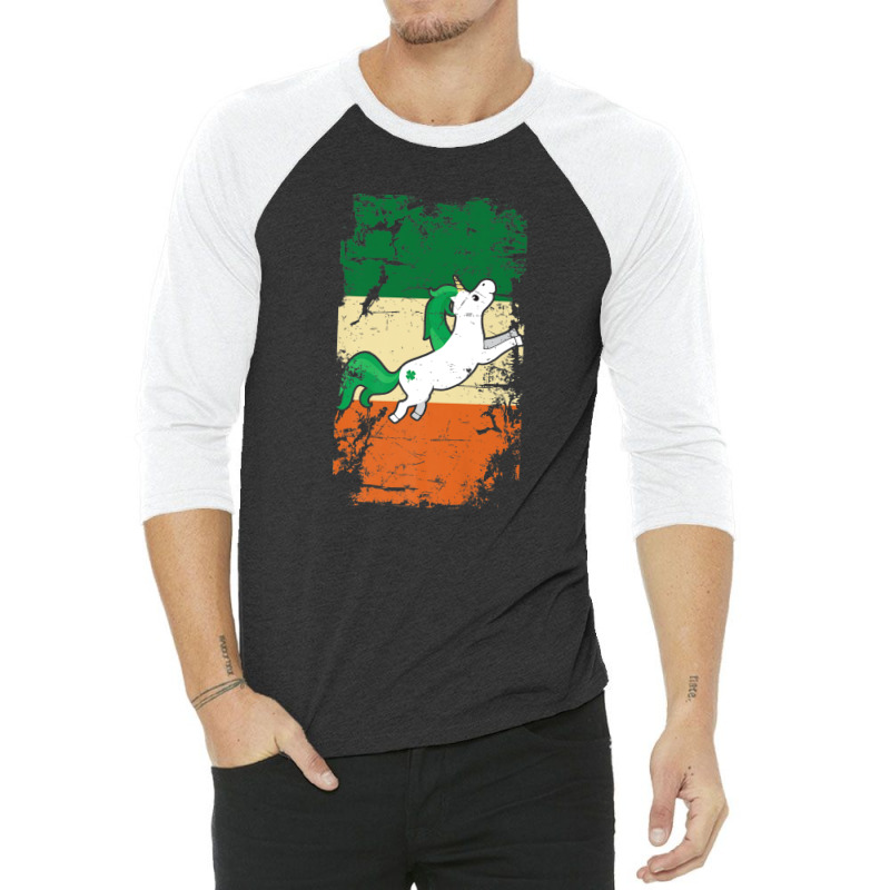 Distressed Irish Flag St Patrick - Unicorn Tee 3/4 Sleeve Shirt | Artistshot