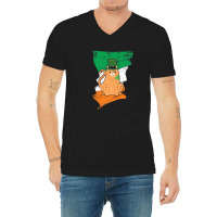 Distressed Irish Flag St Patricks Cat Tee V-neck Tee | Artistshot