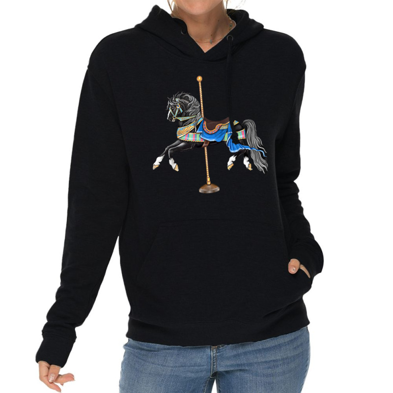 Black Stallion Carousel Horse Lightweight Hoodie | Artistshot