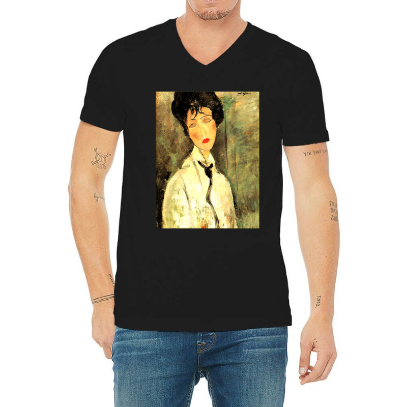 Amedeo Modigliani Woman With Black Cravat Classic V-Neck Tee by cm-arts | Artistshot