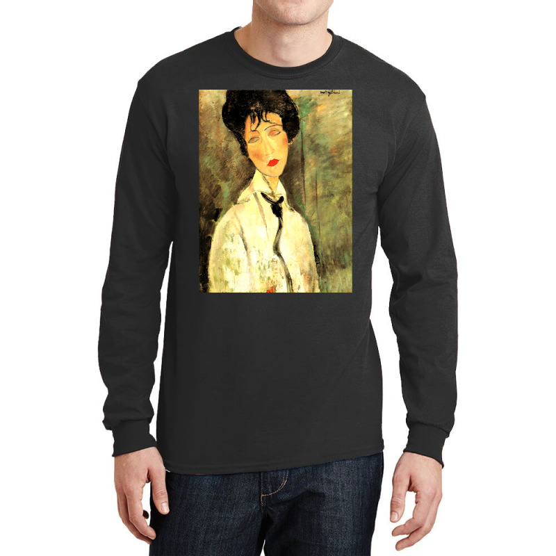 Amedeo Modigliani Woman With Black Cravat Classic Long Sleeve Shirts by cm-arts | Artistshot