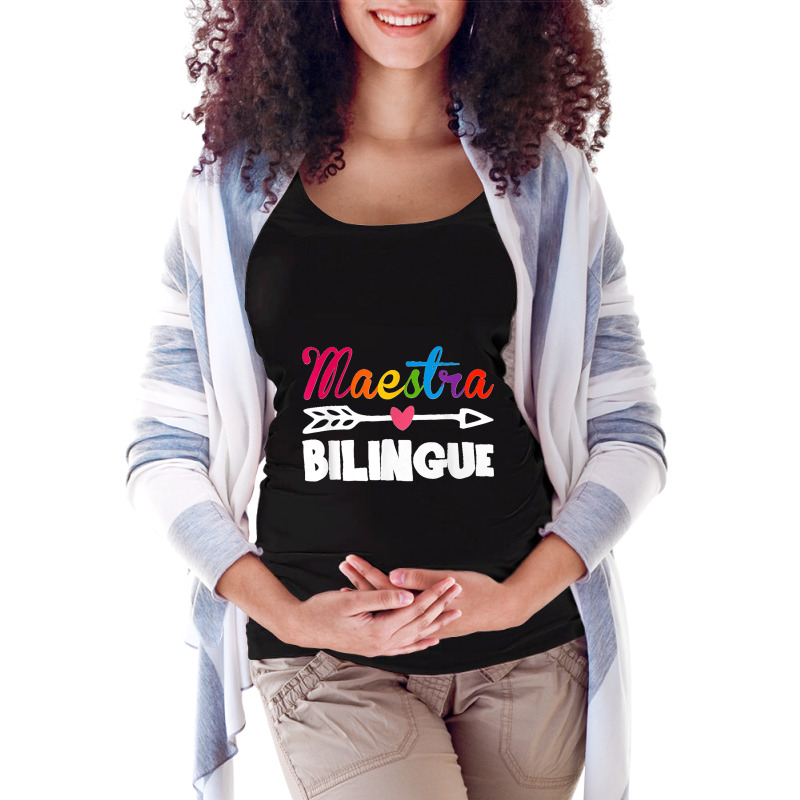 Back To School Maestra Bilingue Cute Funny Spanish Teacher Maternity Scoop Neck T-shirt by AnaMercedesContreras | Artistshot