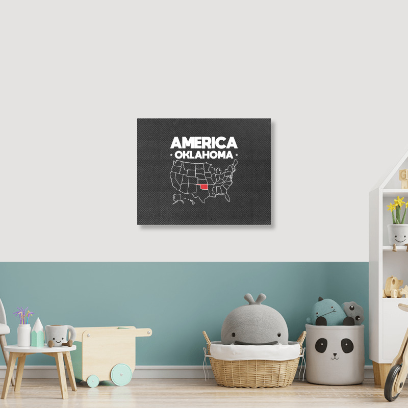 Usa Oklahoma, Usa Oklahoma Vintage, Usa Oklahoma Art, Usa Oklahoma Pai Landscape Canvas Print | Artistshot