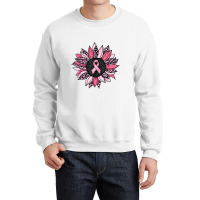 Sunflower Pink Cancer Awareness Women Warrior Crewneck Sweatshirt | Artistshot