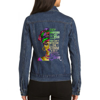 Black History Month  African Woman Afro I Am The Storm Graphic Music Ladies Denim Jacket | Artistshot