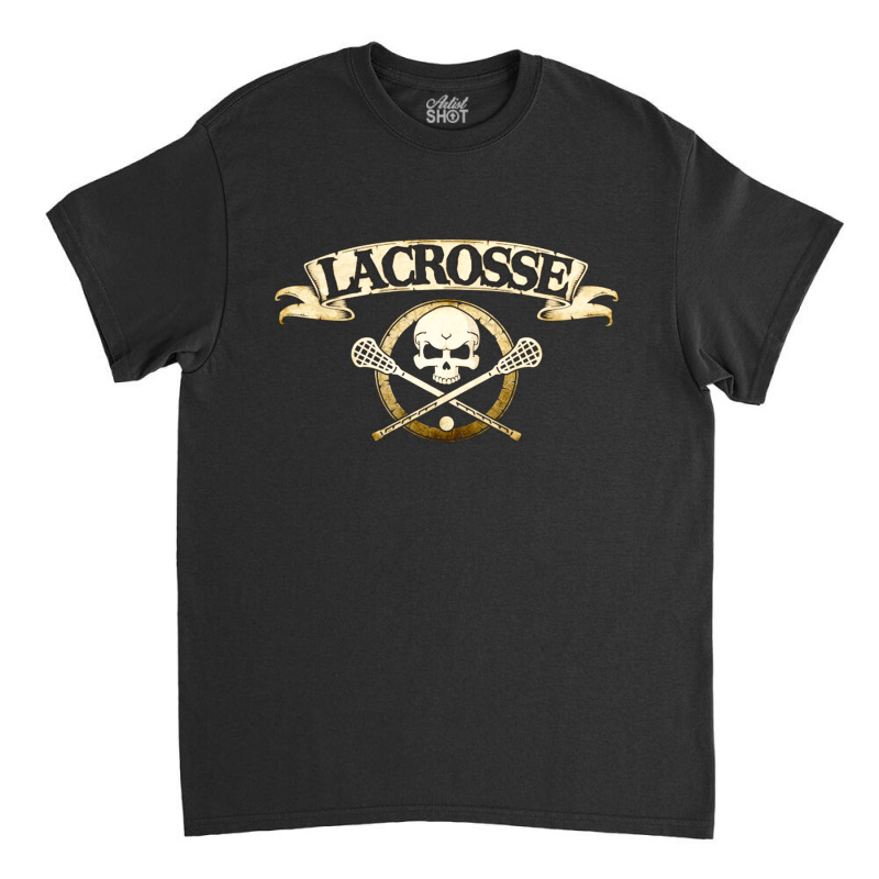 Lacrosse Skull And Crossbones, Lacrosse Skull And Crossbones Art, Lacr Classic T-shirt | Artistshot