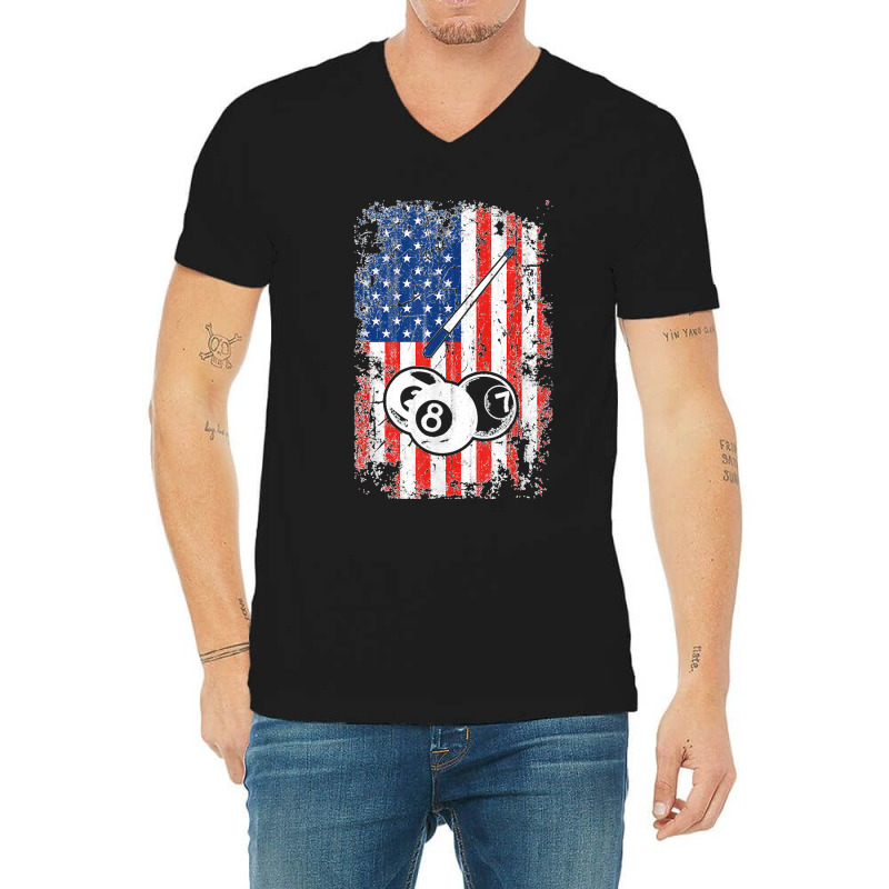 Billiards American Flag Cue Pool Balls Billiard Player Gift T Shirt V-neck Tee | Artistshot