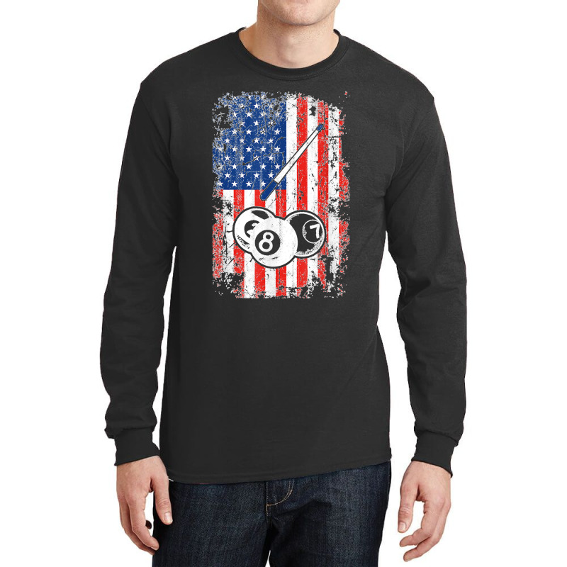 Billiards American Flag Cue Pool Balls Billiard Player Gift T Shirt Long Sleeve Shirts | Artistshot