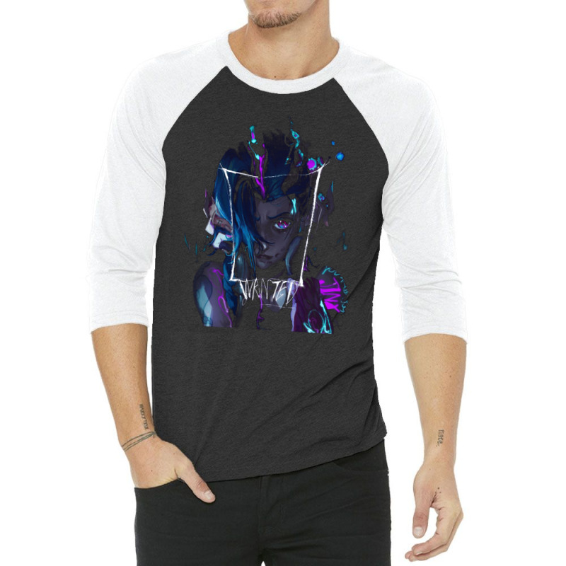 Arcane Wanted Jinx, Arcane Wanted Jinx Art, Arcane Wanted Jinx Vintage 3/4 Sleeve Shirt | Artistshot