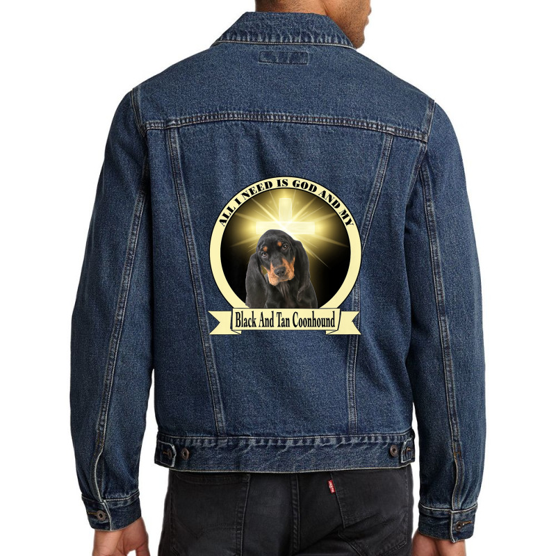 God And My Black And Tan Coonhound Men Denim Jacket by LembckeAleeya | Artistshot