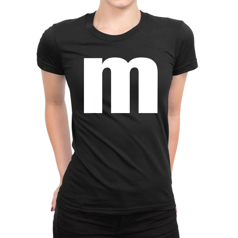 Letter M Groups Costume Matching For Halloween Or Christmas Ladies Fitted T-Shirt by Premium | Artistshot